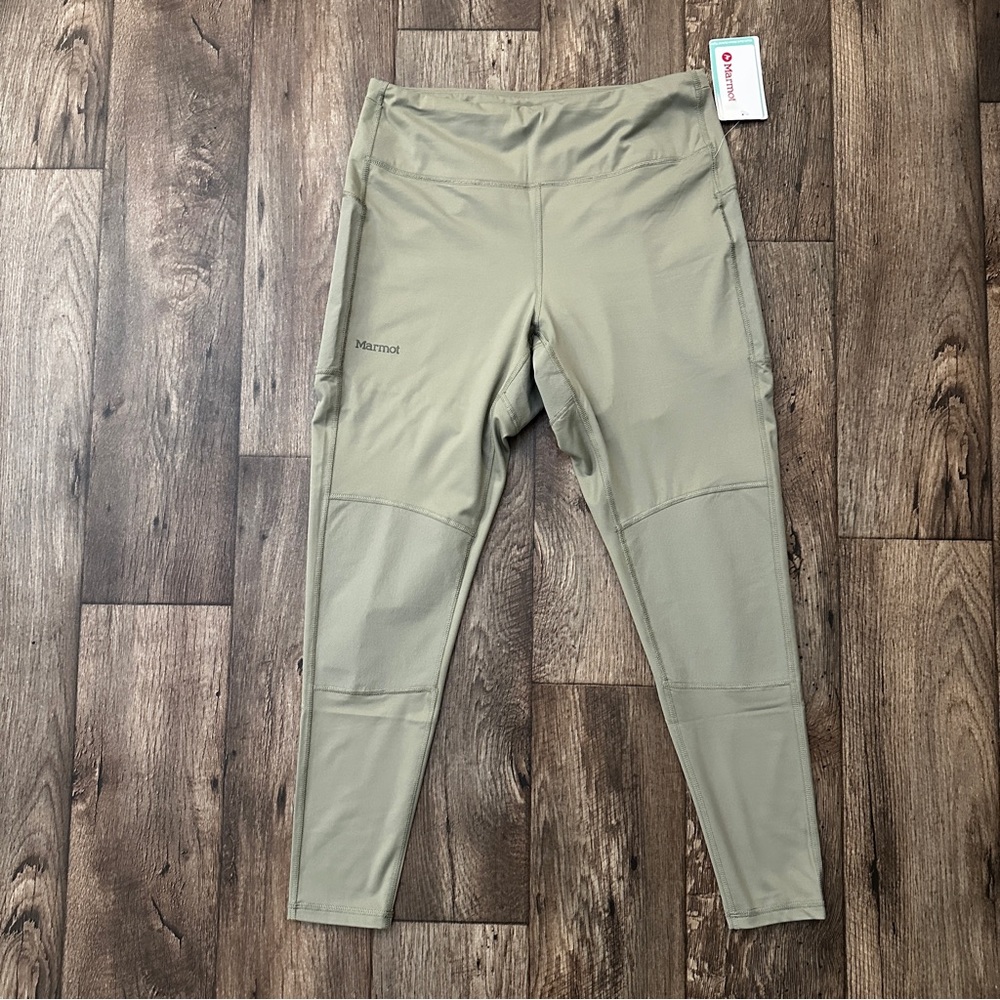 Marmot Hiking Hybrid Tight Pants Women’s Size L Better Green Gray
